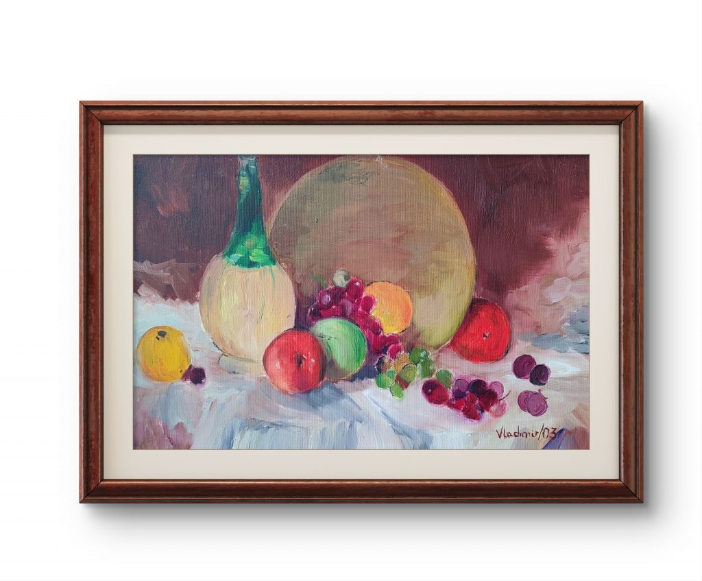 Estudio de bodegón, óleo sobre lienzo