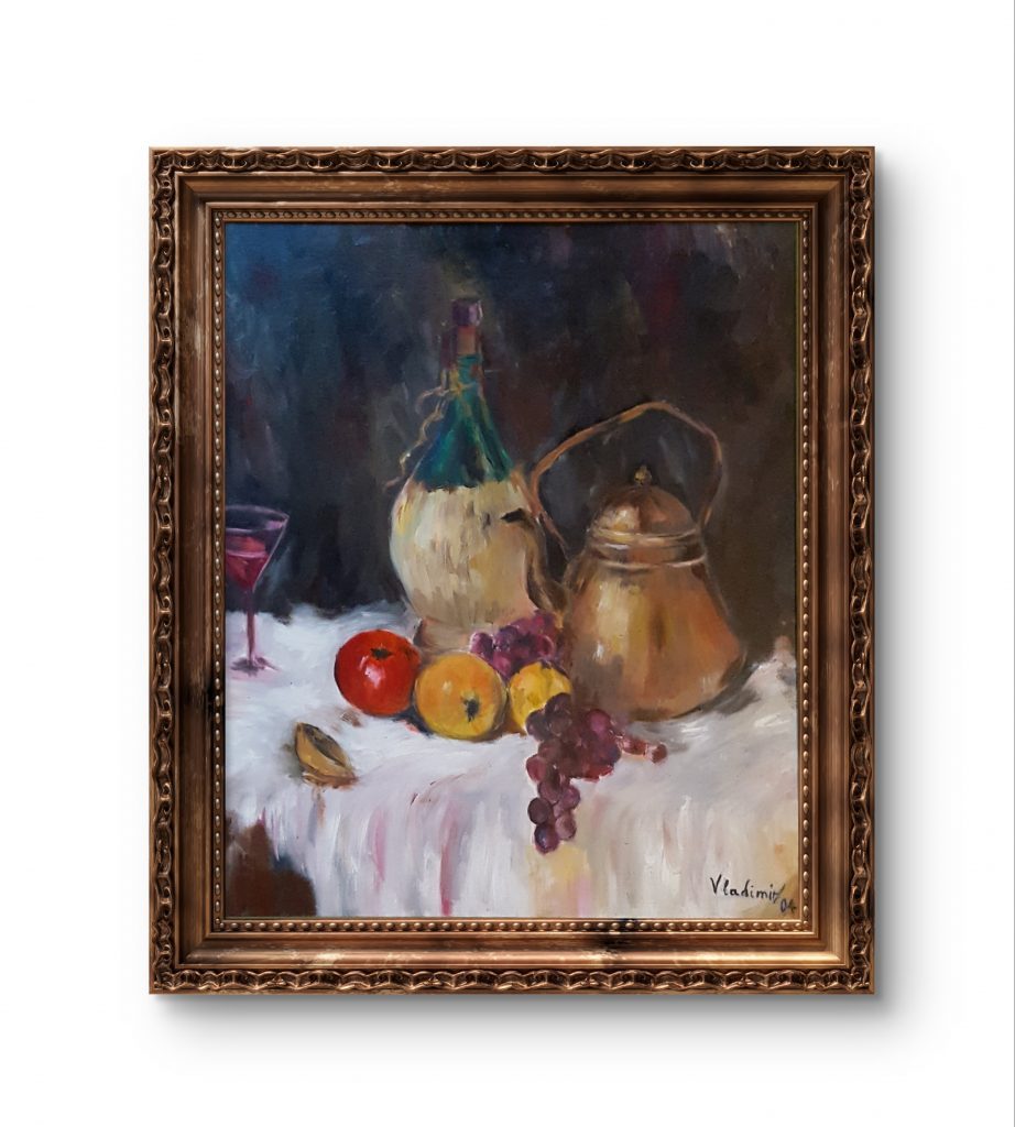 Estudio de bodegón, óleo sobre lienzo