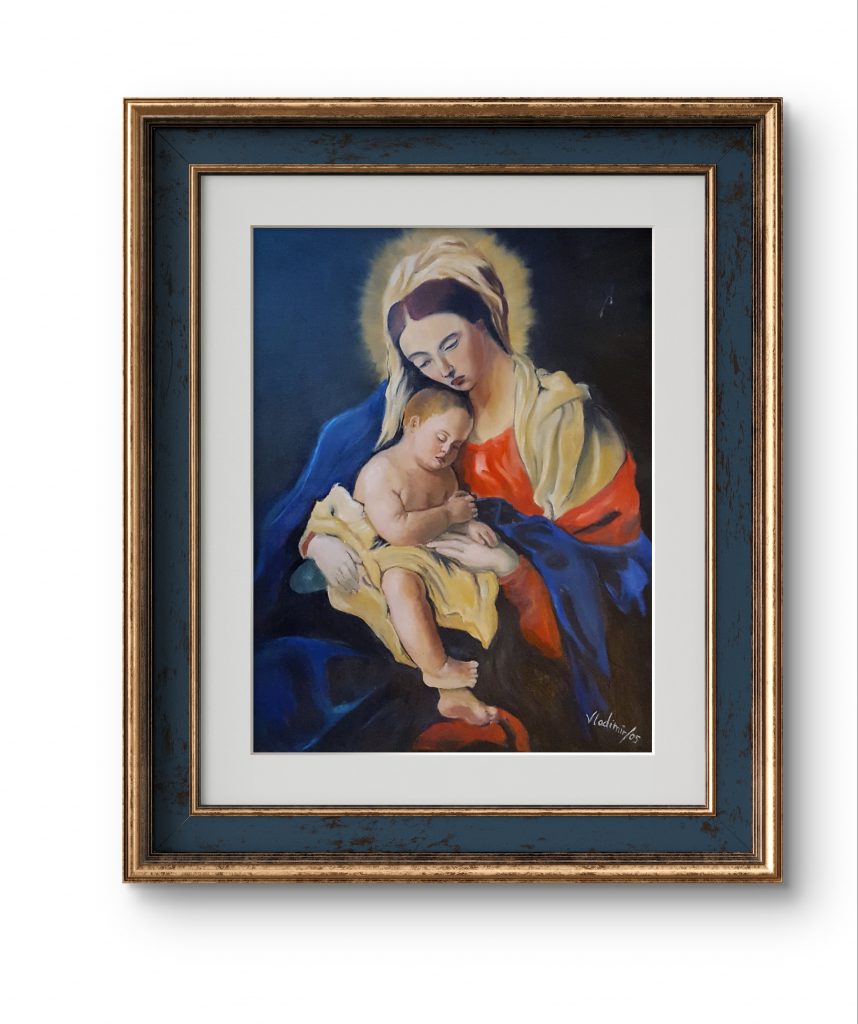 nterpretación personal de obra religiosa, inspirada en arte sacro, óleo sobre lienzo