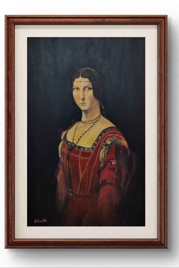 Recreación personal de La Belle Ferronière de Leonardo da Vinci, óleo sobre lienzo