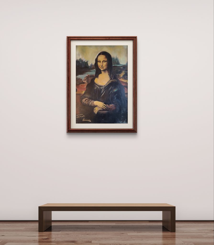 Interpretación personal de La Gioconda de Leonardo da Vinci, óleo sobre lienzo